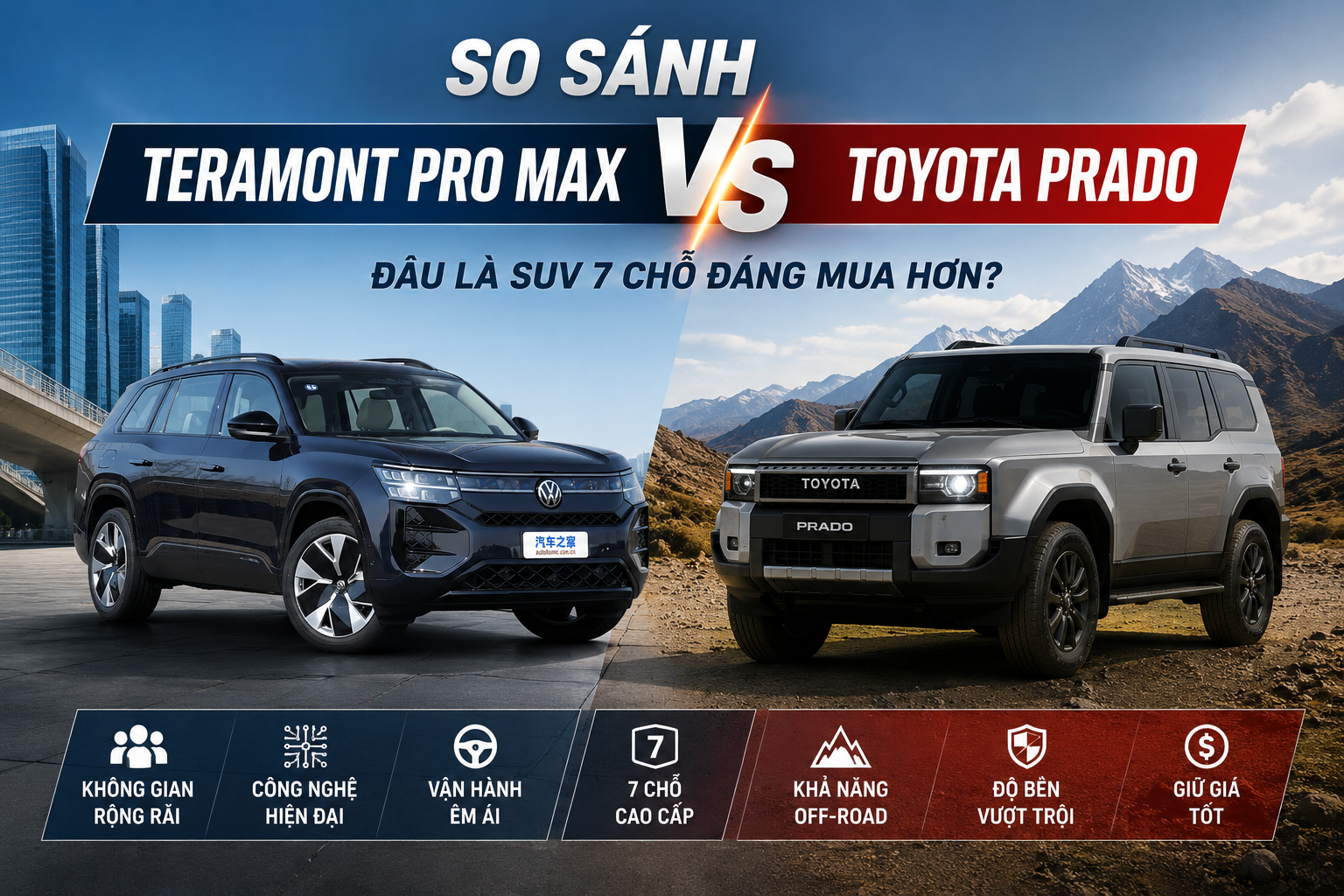 So Sánh Volkswagen Teramont Pro Max Và Toyota Land Cruiser Prado